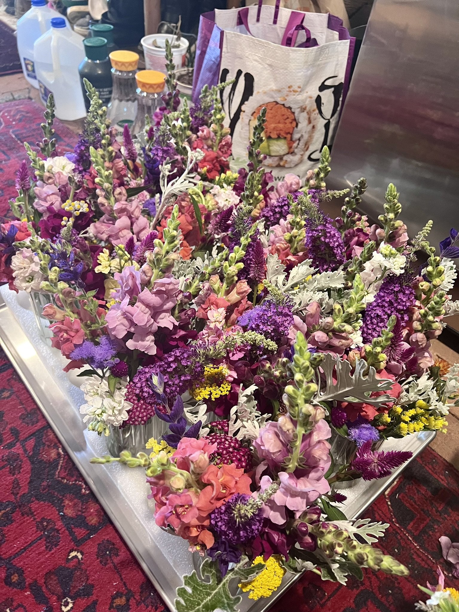 Dinner table flowers